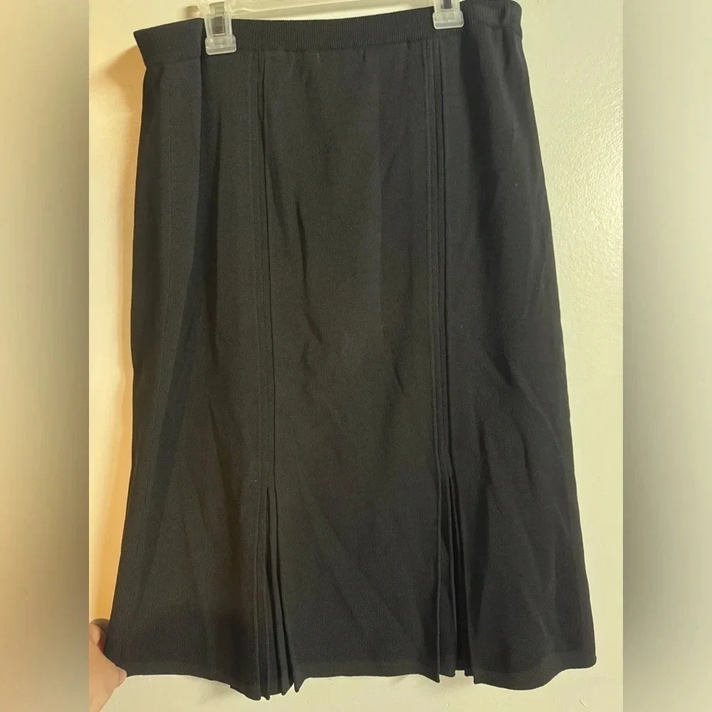 Grace Dane Lewis‎ women’s Stretch Pleated midi Skirt black Large vintage work